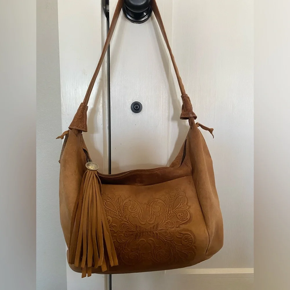 Creations by Lama Western Women’s Bag Brown Leather Fringe Pull